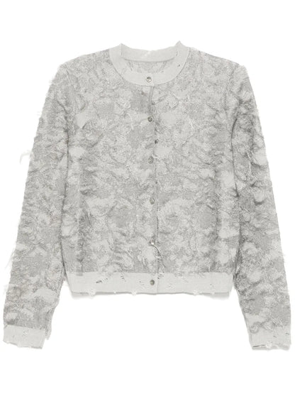 Rounded-Collar Cardigan
