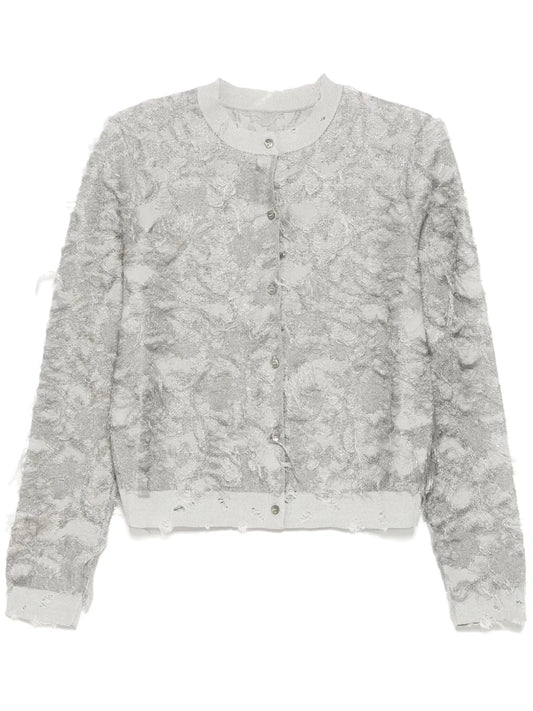 Rounded-Collar Cardigan
