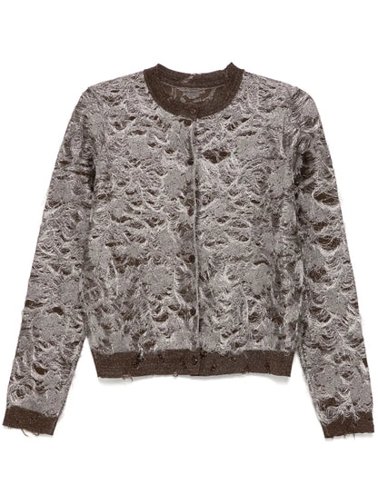 Rounded-Collar Cardigan