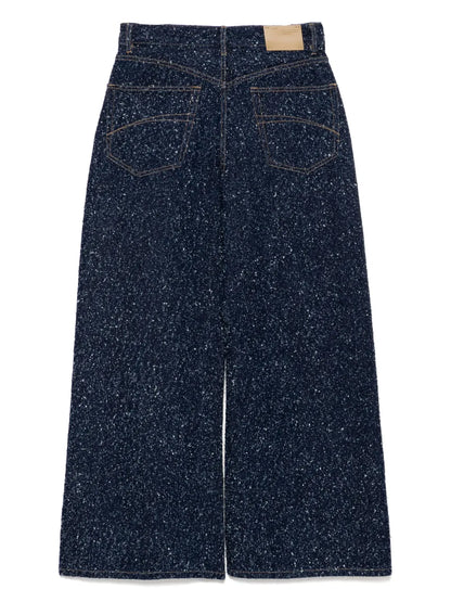 Wide-Leg Zip-Up Jeans