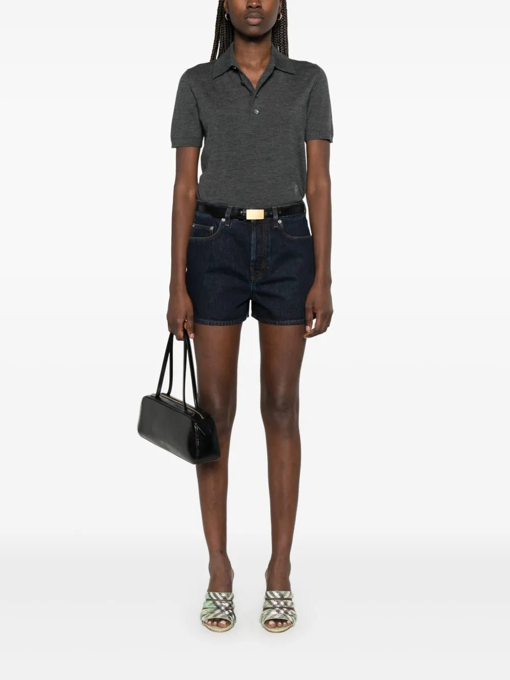 Patch-Detail Denim Shorts