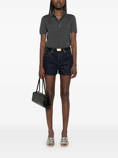 Patch-Detail Denim Shorts