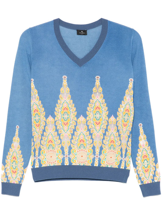 Paisley-Jacquard Sweater