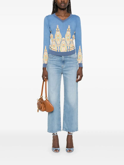 Paisley-Jacquard Sweater