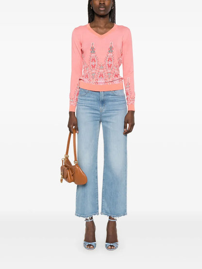 Paisley-Jacquard Sweater