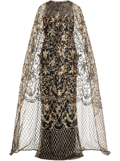 Sequinned Cape Gown