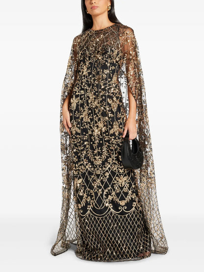 Sequinned Cape Gown