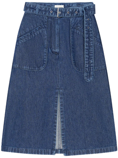 Belted Denim Skirt
