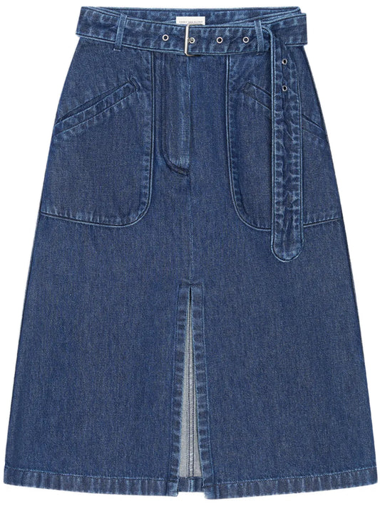 Belted Denim Skirt