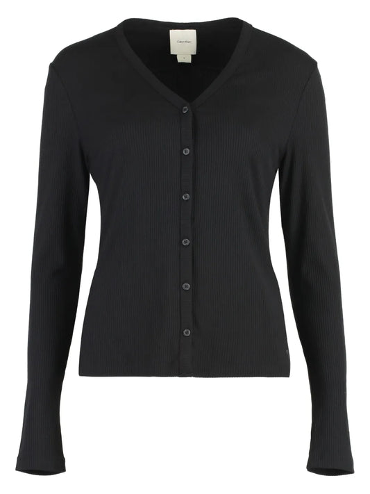 Ribbed Buttoned Cardigan