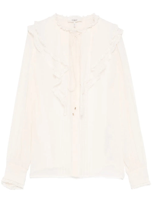 Ruffled Silk Blouse