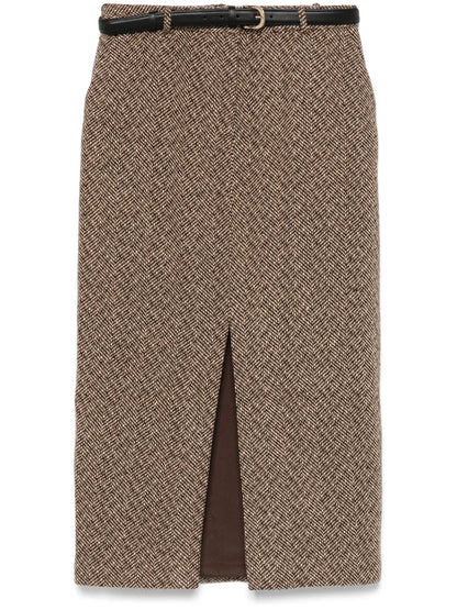 Herringbone-Pattern Midi Skrt