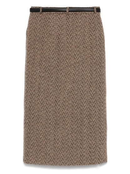 Herringbone-Pattern Midi Skrt