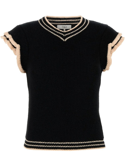 Striped-Border Vest