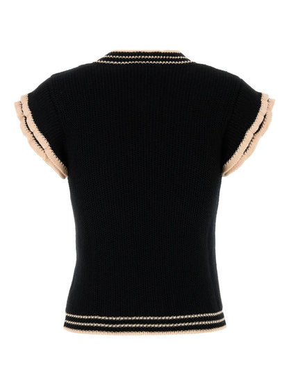 Striped-Border Vest