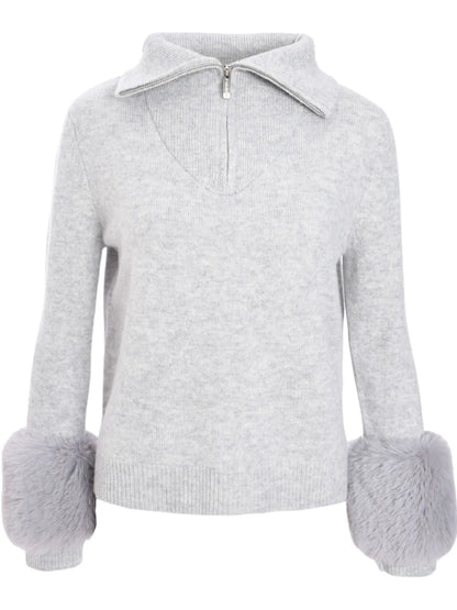 Zip Up Faux Cuff Jumper