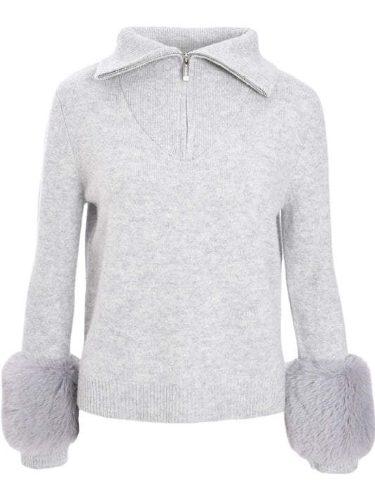 Zip Up Faux Cuff Jumper