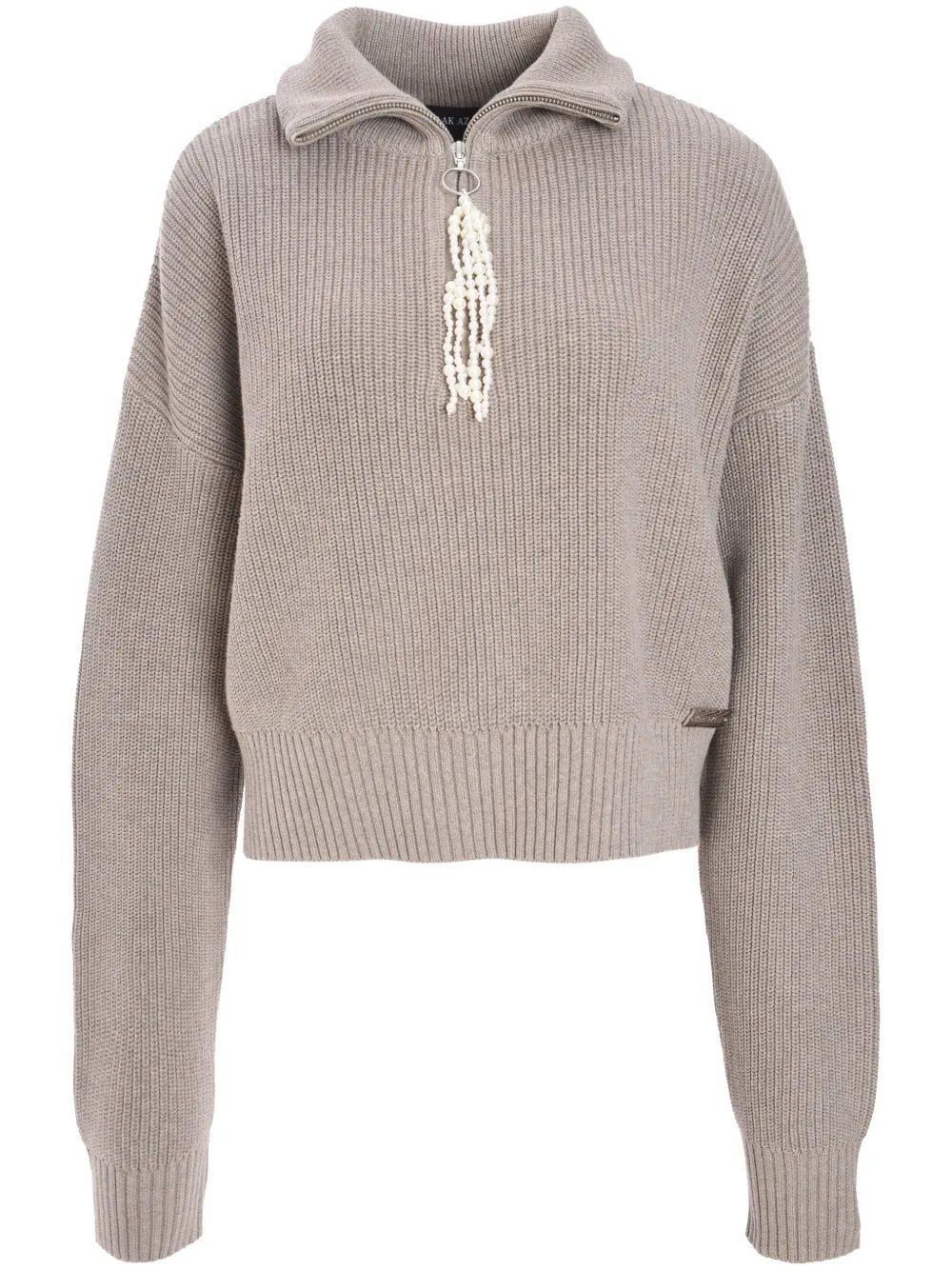 Tassel-Detail Zip-Up Sweater