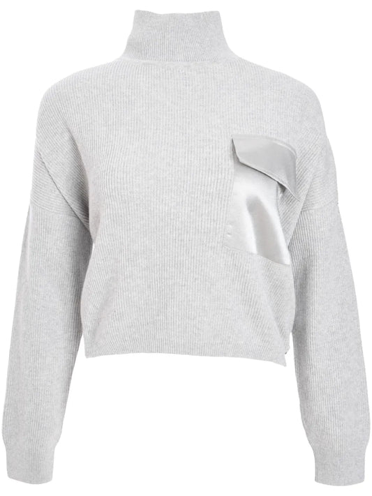 Satin-Pocket Sweater