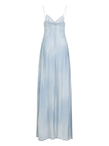 Lace-Appliqué Maxi Dress