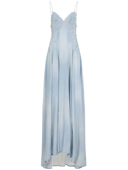 Lace-Appliqué Maxi Dress