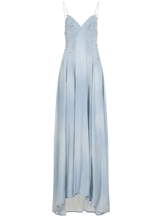 Lace-Appliqué Maxi Dress