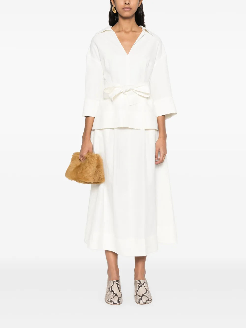 Pleat-Detailed Midi Skirt