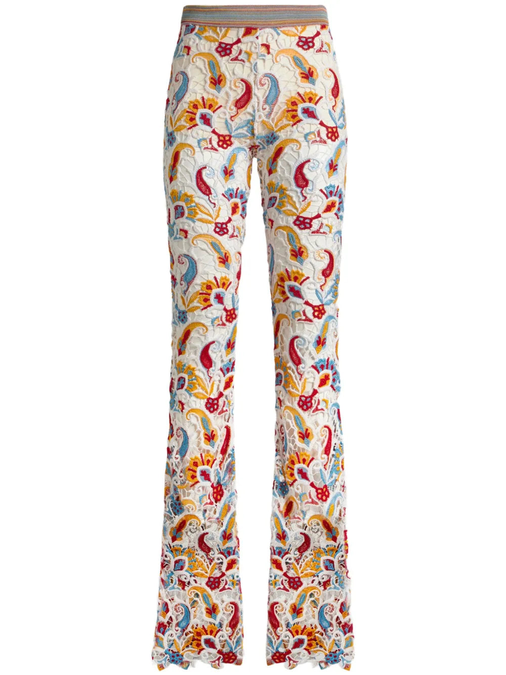 Paisley-Macramé Flared Trousers