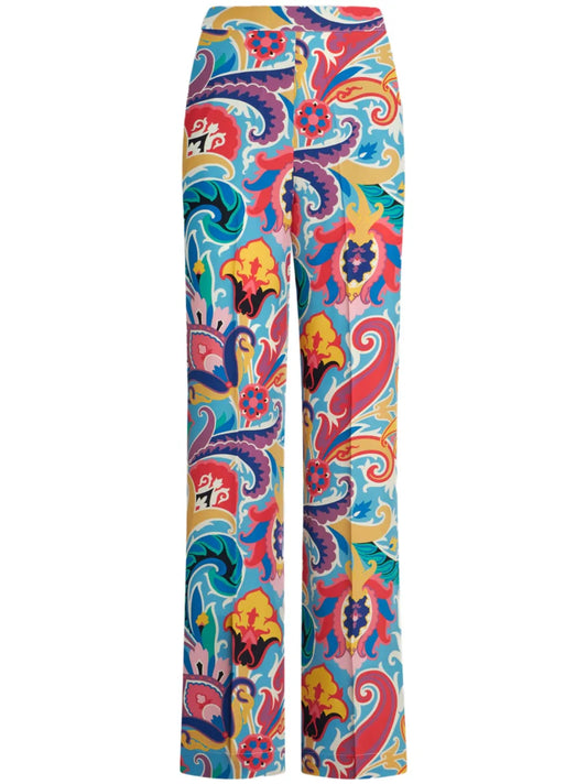 Floral-Print Silk Palazzo Pants