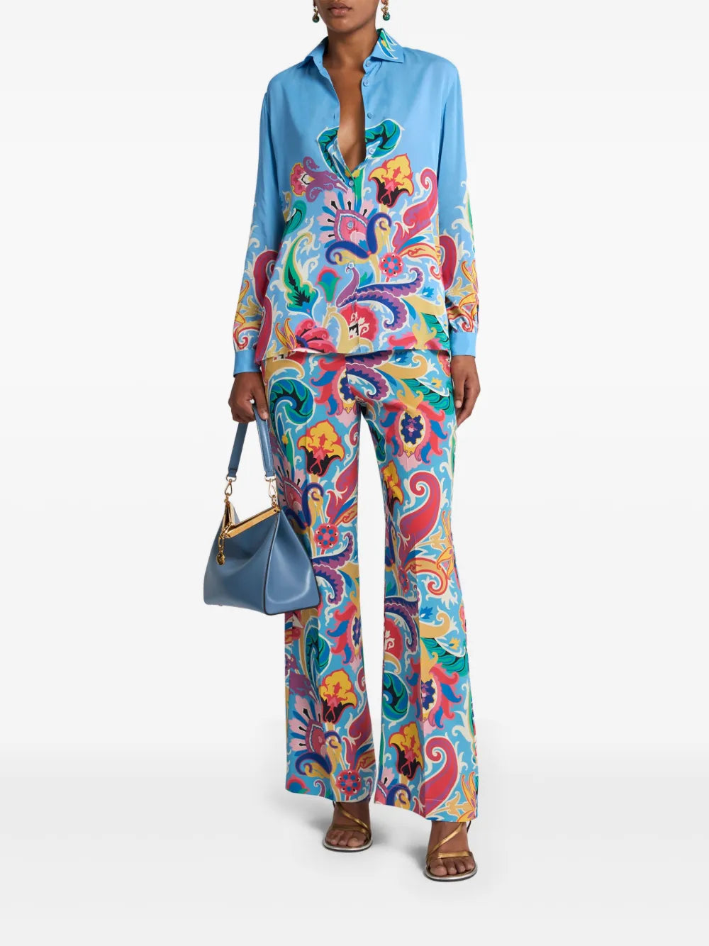 Floral-Print Silk Palazzo Pants