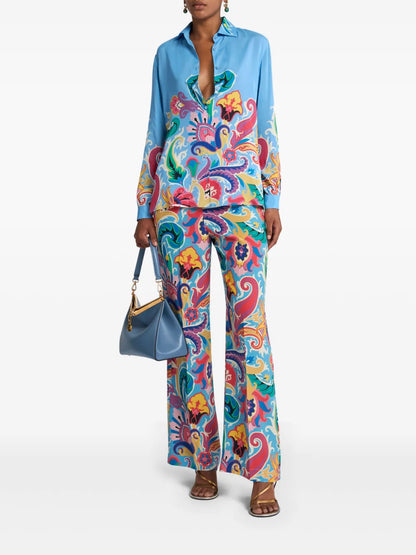 Floral-Print Silk Palazzo Pants