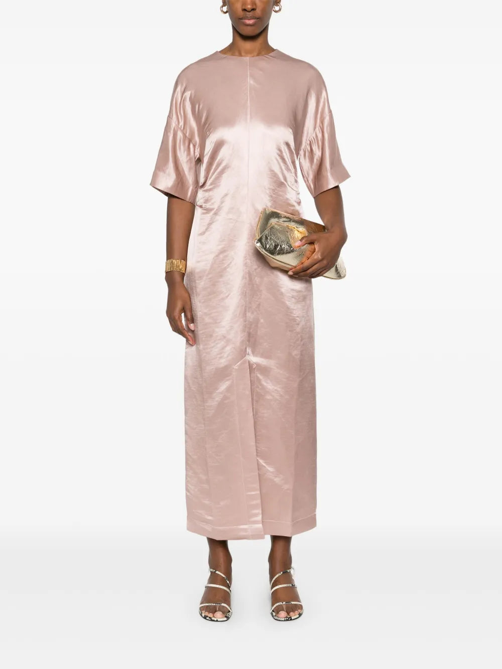 Gathered-Detail Midi Dress