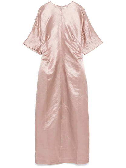 Gathered-Detail Midi Dress