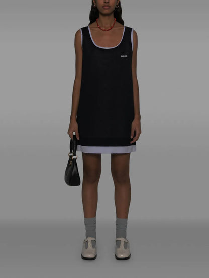 Knitted Poplin Mini Dress