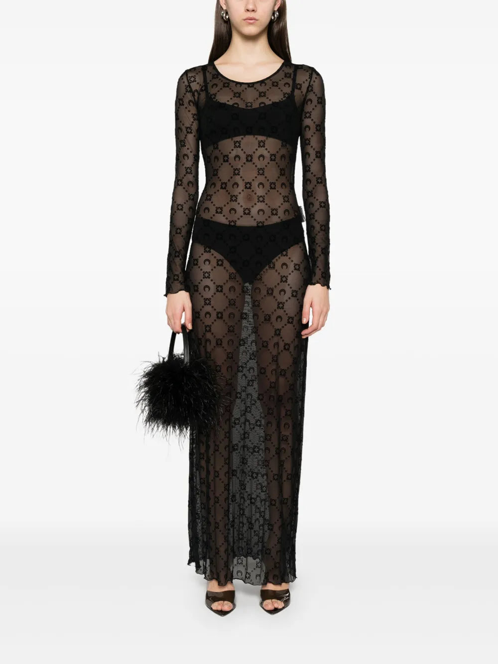 Mesh Flocked Maxi Dress