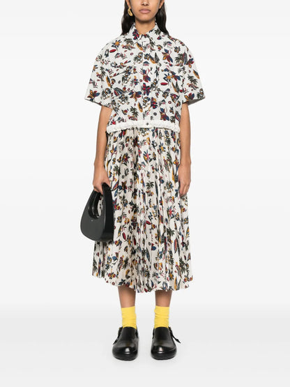 Floral-Print Midi Skirt