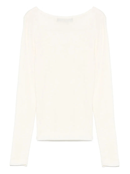 Button-Slit Knitted Top