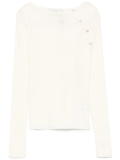 Button-Slit Knitted Top