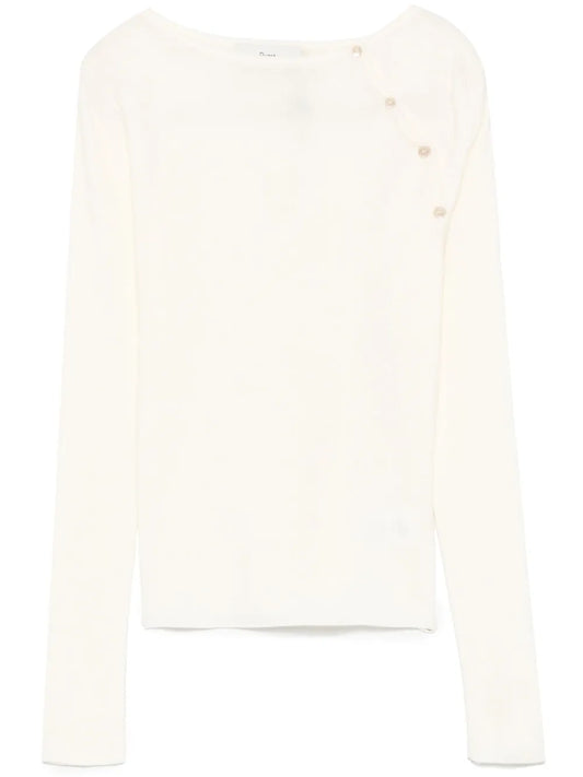 Button-Slit Knitted Top