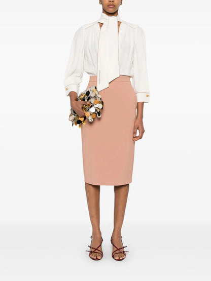 Piped-Trim Georgette Midi Dress