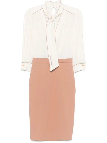 Piped-Trim Georgette Midi Dress