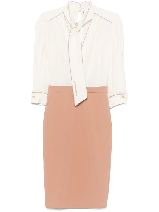 Piped-Trim Georgette Midi Dress