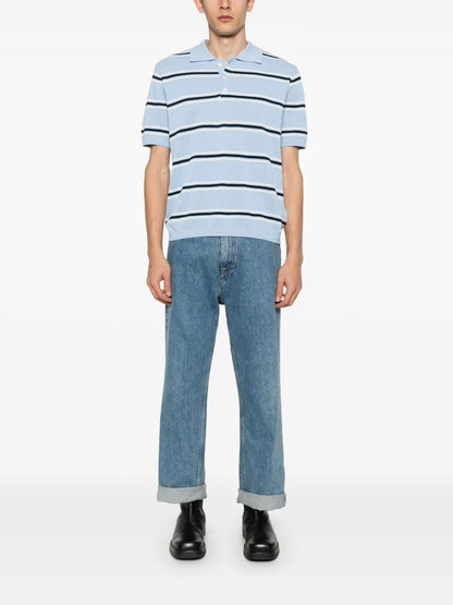 Striped Knit Polo Shirt