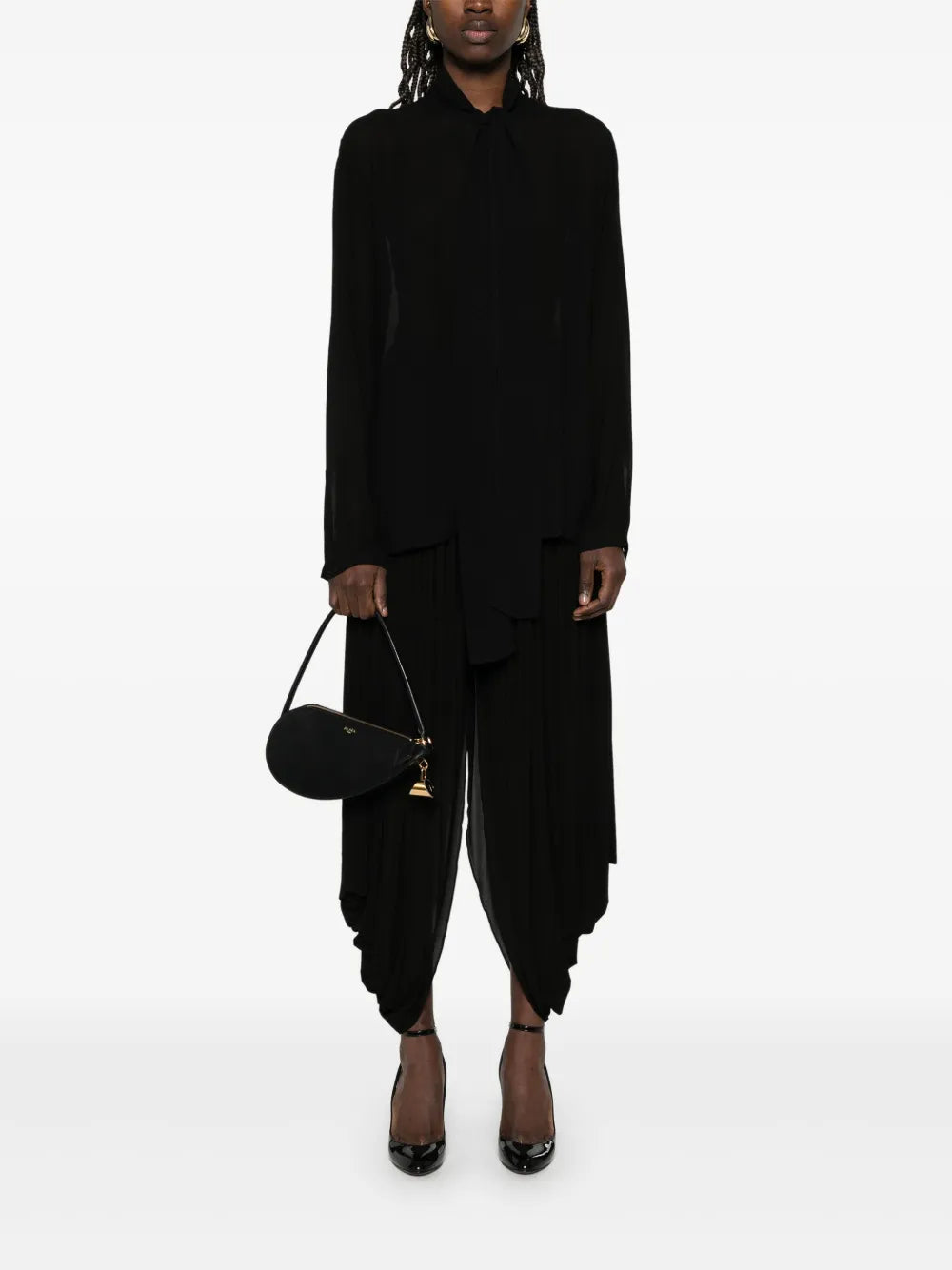 Pussy-Bow Collar Georgette Blouse