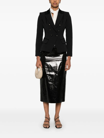 Satin-Detail Crepe Blazer
