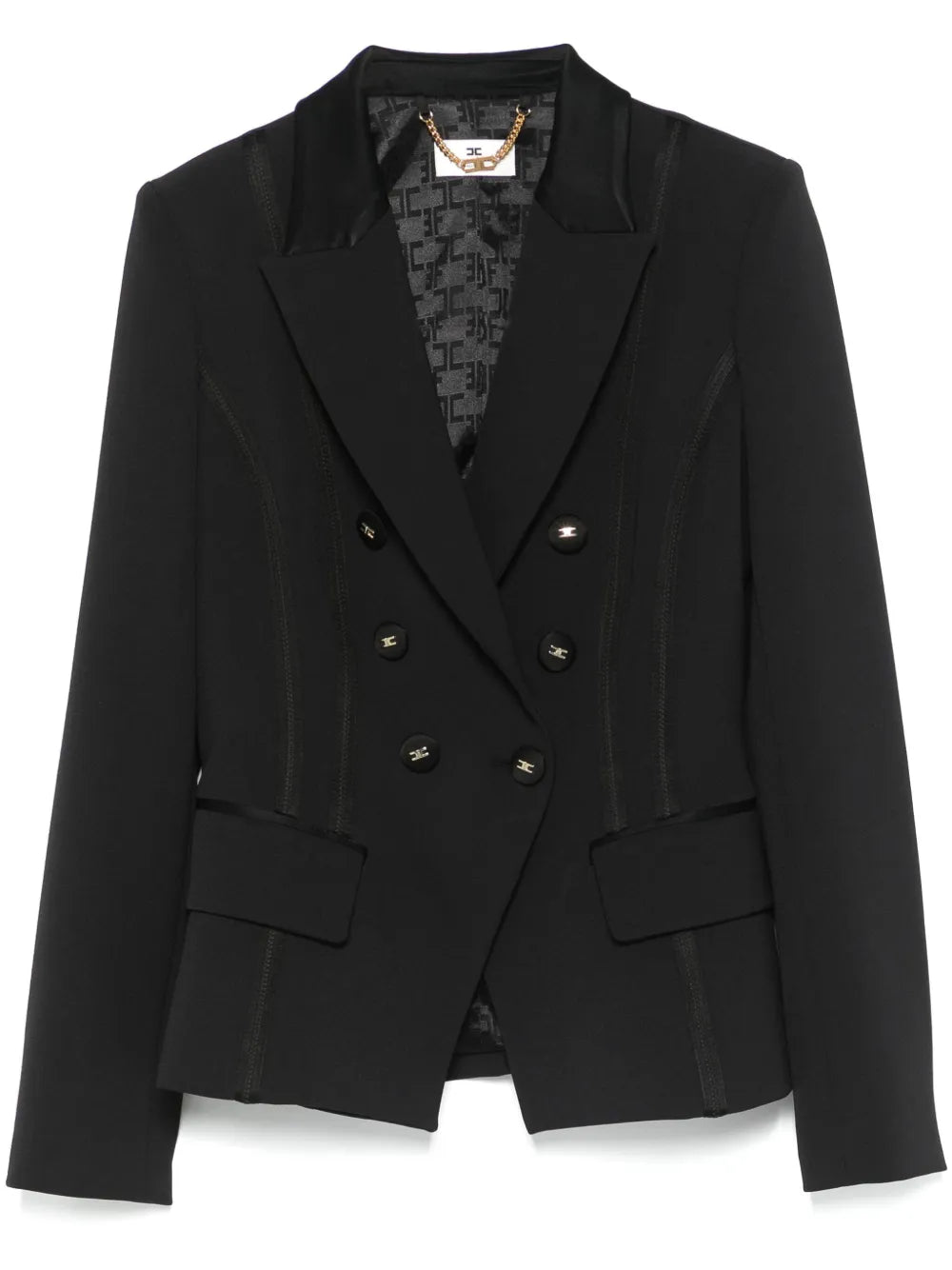 Satin-Detail Crepe Blazer
