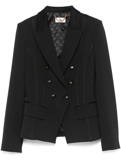 Satin-Detail Crepe Blazer