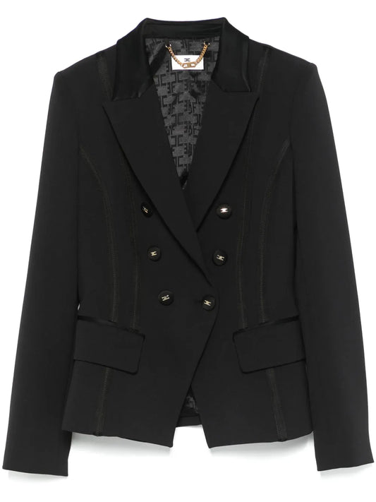 Satin-Detail Crepe Blazer