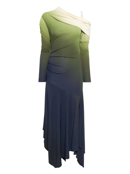 Off-Shoulder Ombré Jersey Dress