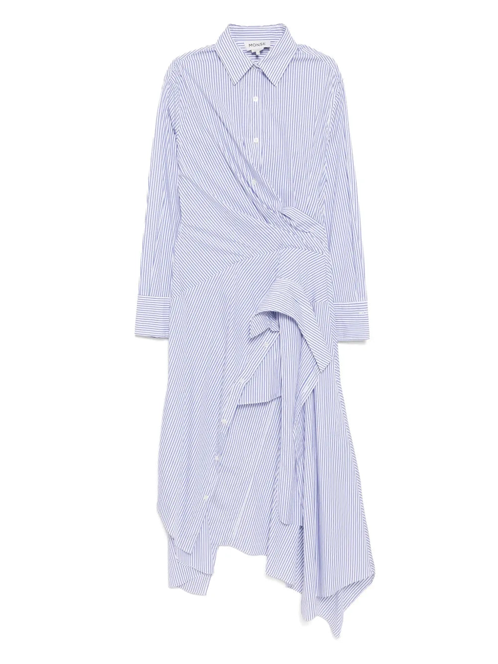 Striped Cascade Shirt Dress